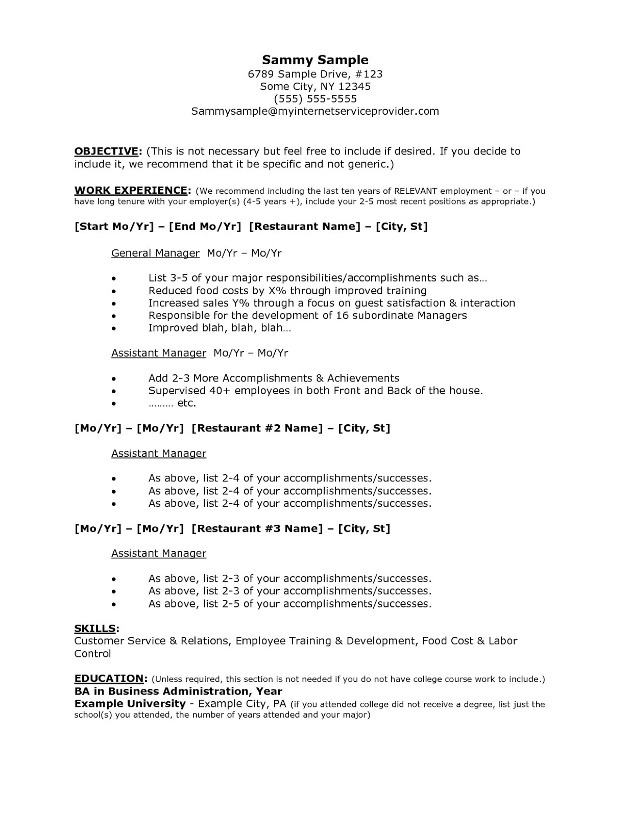 Objective in resume for universities